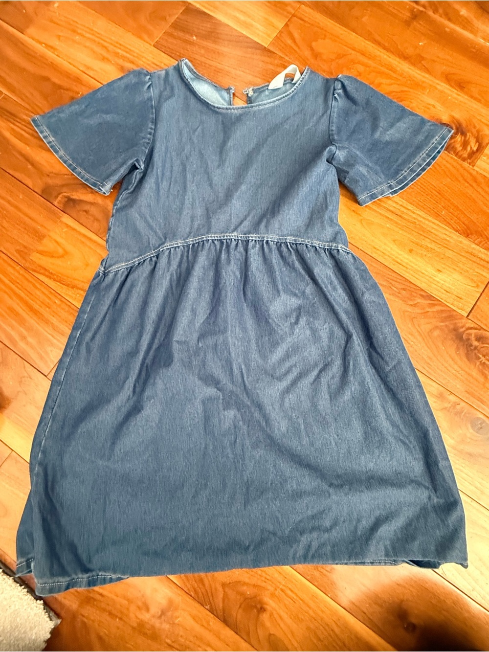 Girls' Denim Short-Sleeve Dress - Blue size 8-10